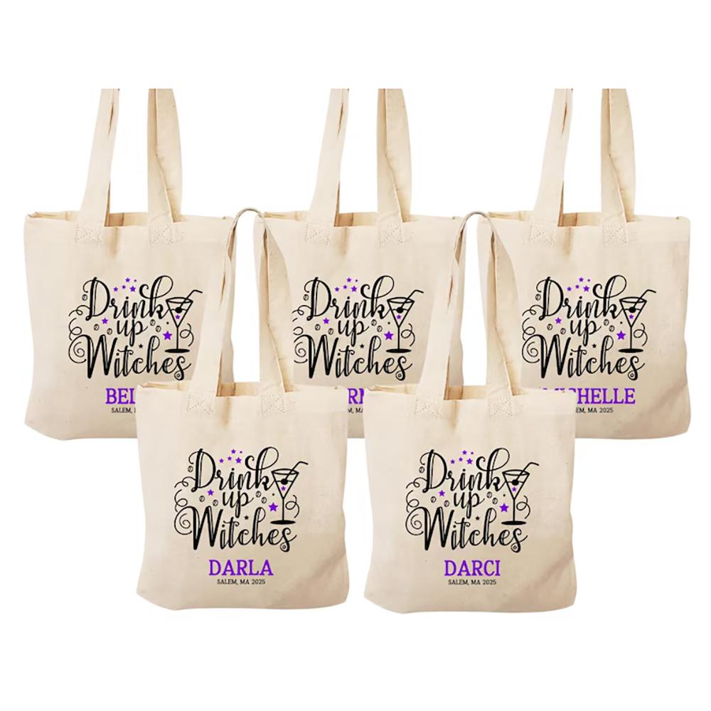 Drink Up Witches Tote Bag Halloween Decor Bachelorette Party Favor Trick or Treat Canvas Bag Witch Canvas Tote Treating Shopping