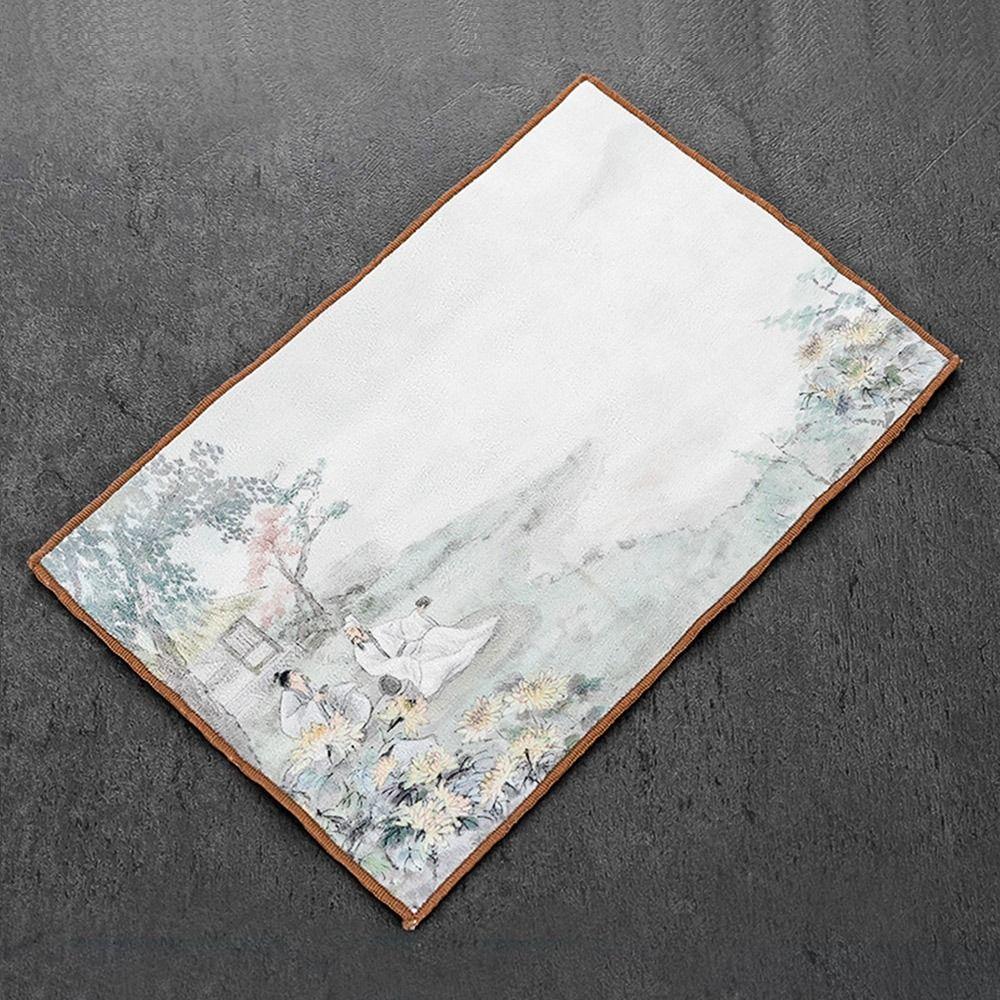Super Absorbent Chinese Painted Tea Towel Tea Cleaning Table Tea Ceremony Mats Cup Mat Accessories