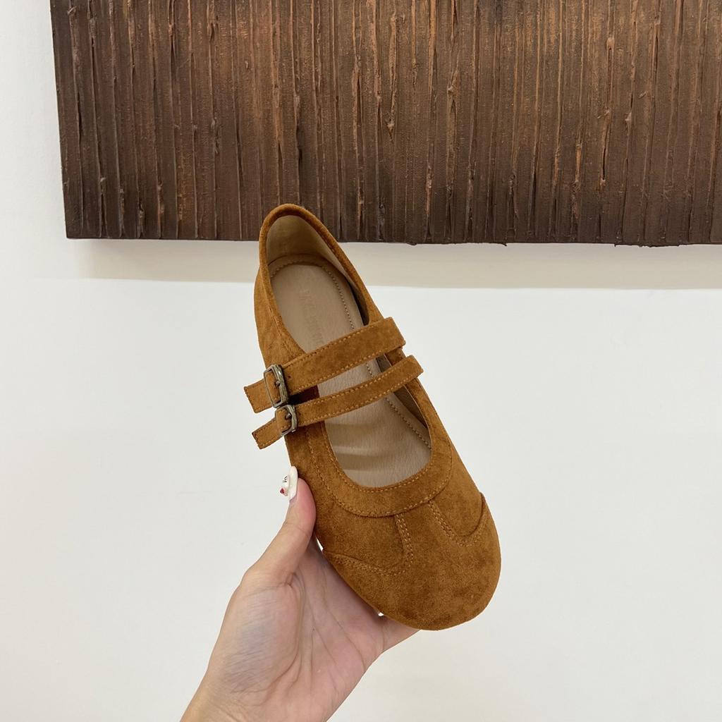 Mary Jane shoes women's autumn 2025 new French shallow mouth single shoes flat red ballet shoes soft leather soft sole