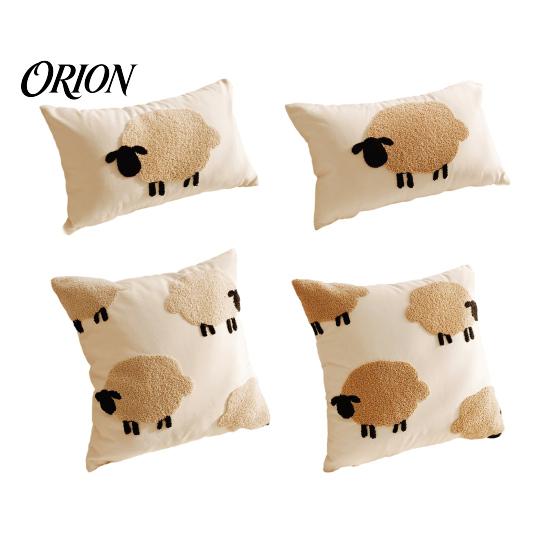 Washable Plush Pillow Protector Fuzzy Sheep Cushion Case, Cute Lamb Throw Cover, Fluffy Decorative Case Textured Pillowcase for Sofa Couch Living Room