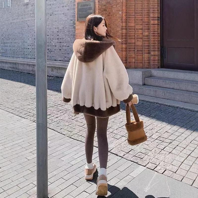 Lazy Wind Mink Fleece Fur Coat Women's Winter New Thickened Cold-proof Coat Wool Cotton Coat Cotton Coat