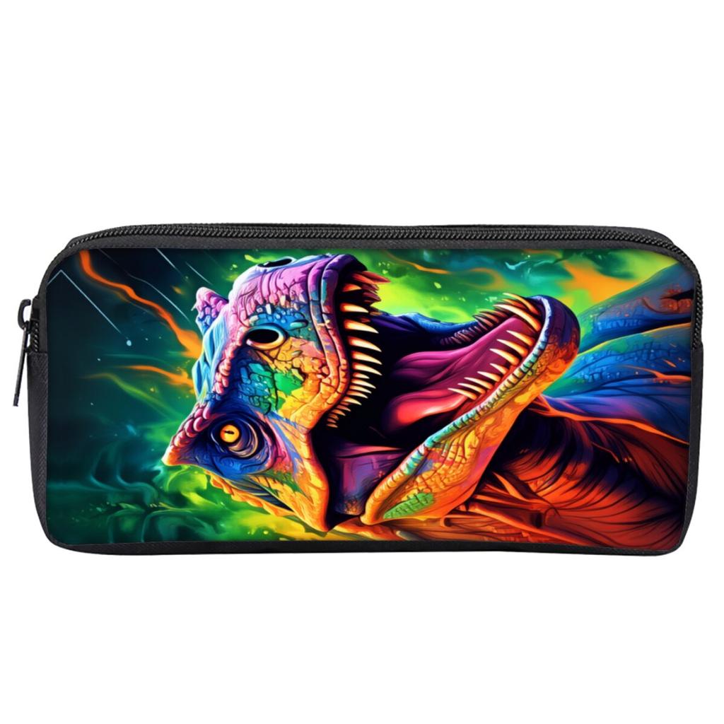 Dinosaur Print Single Layered Pencil Case for Boy/Girls Best Gifts 2D Flat Cartoon School Supplies Pencil Pouch for Children
