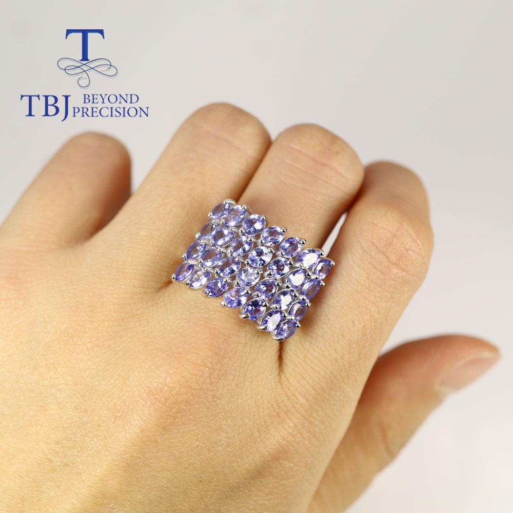 Design de lux Tanzanit oval 3*4mm piatră prețioasă inel mare 925 argint sterling femei bijuterii fine pentru mama cel mai bun cadou