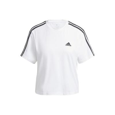 Striped Logo Print Casual Cropped T-shirt for Women, White