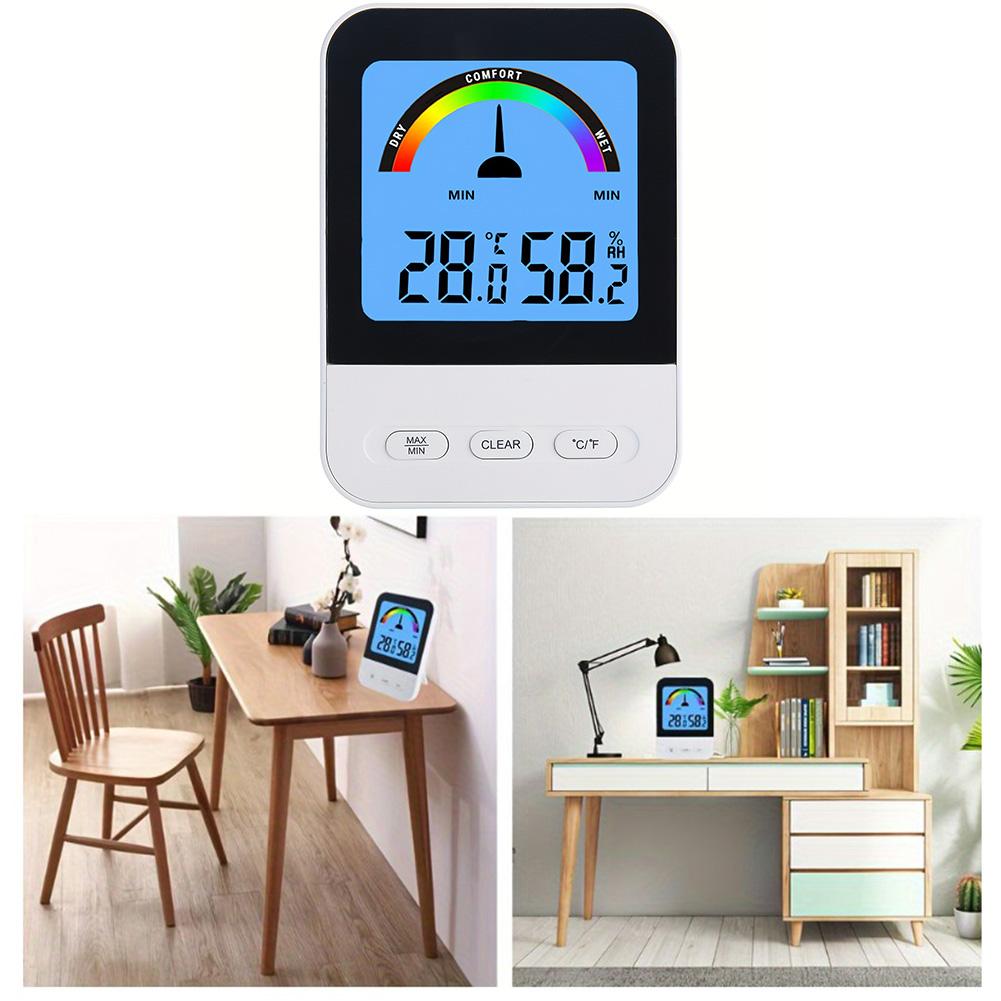 Digital Indoor Thermohygrometer with Wet Dry Comfort Guide and 24 Hour Memory for Temperature and Humidity Tracking