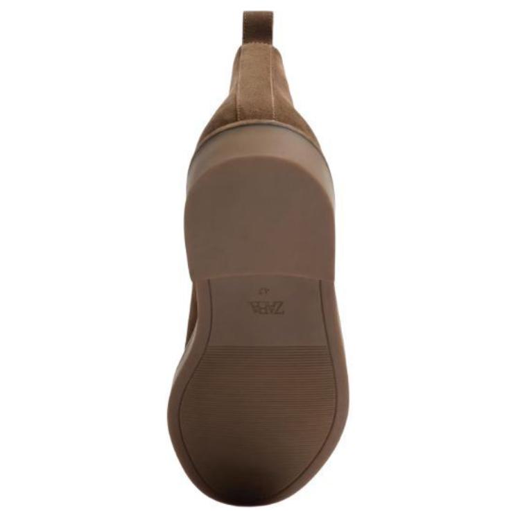 Zara Leather Round Toe Slip-On Casual Vintage Low Top Chelsea Boots Men boots Brown 12018420