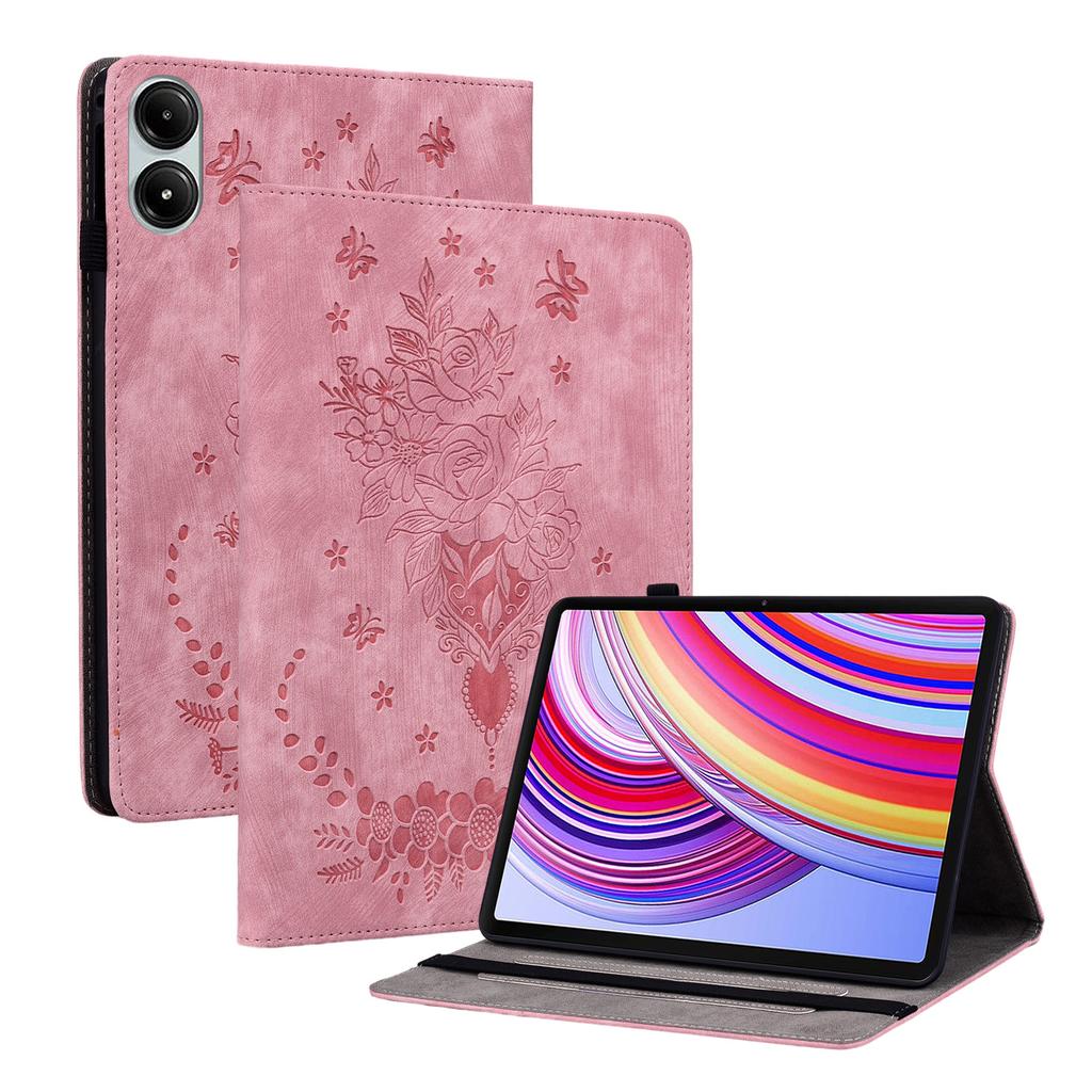 For Xiaomi Redmi Pad Pro/Redmi Pad Pro 5G/Poco Pad Case Rose Flower Leather Protective Cover with Card Holder