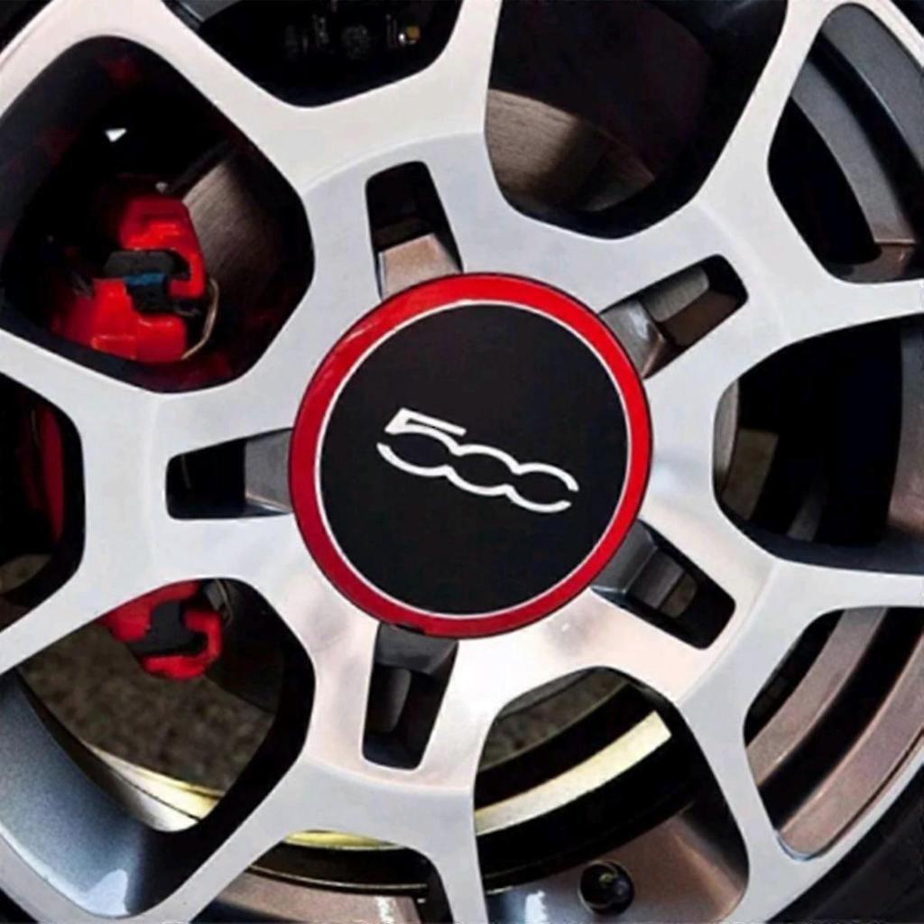 4 Piezas Tapacubos de 133 mm para Rueda de Fiat 500 Tapas Centrales de Rueda Pegatina Emblema 68078419AC 68078421AC 51884863 Rojo G