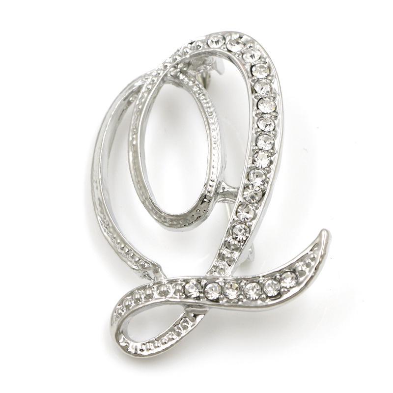 Trendy 26-Letter Rhinestone Brooch Pin - Fashion Accessory for Clothing & Bags