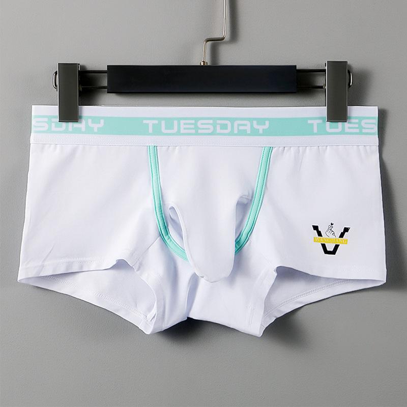 Wangjiang Men's Cotton Trunk Underwear with Gun & Ball Separation, Mid-Waist, Plus Size.