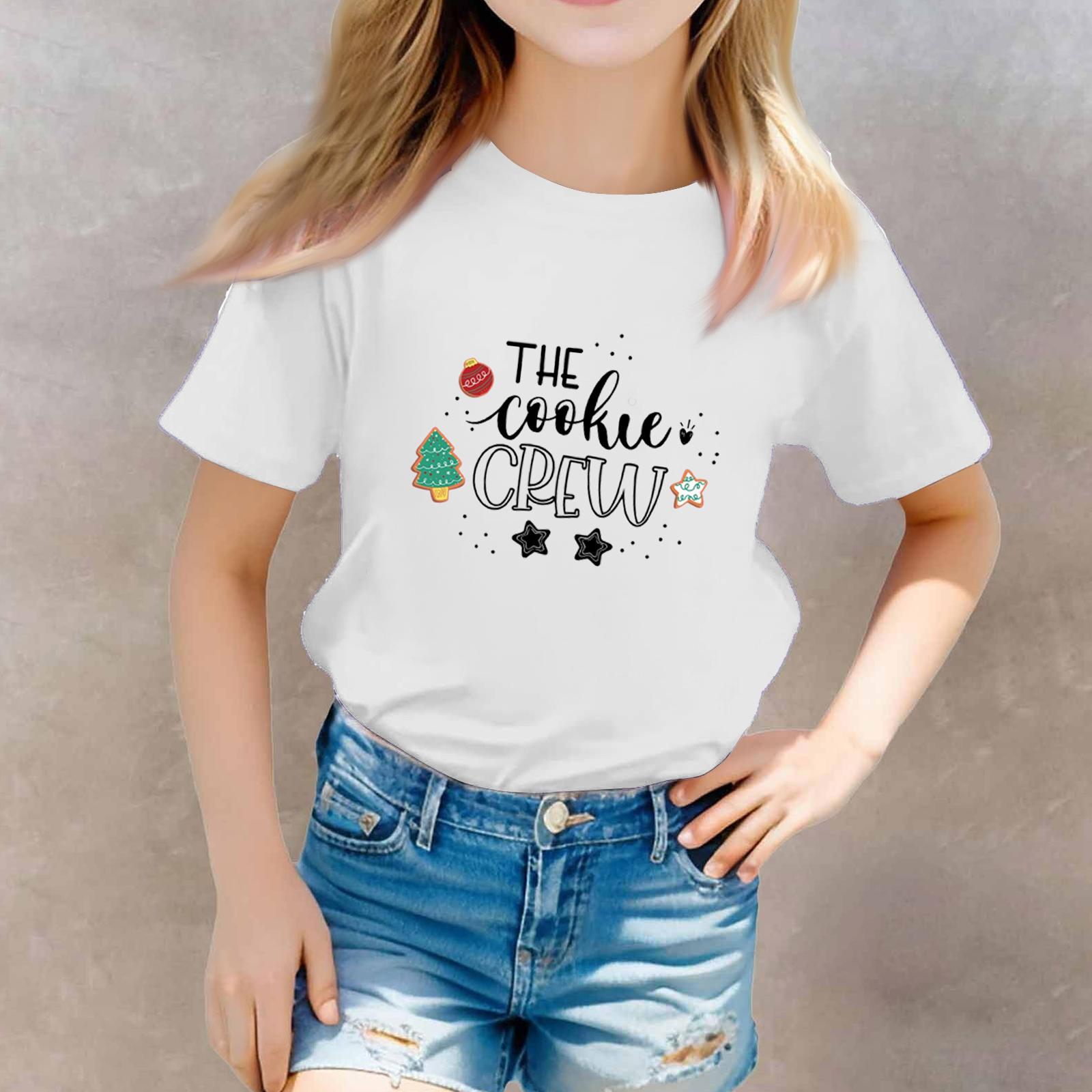 

Christmas Day Toddler Girl Boy T-Shirts Kids Top Boys And Girls Printed Short Sleeved T-shirt 140 белый