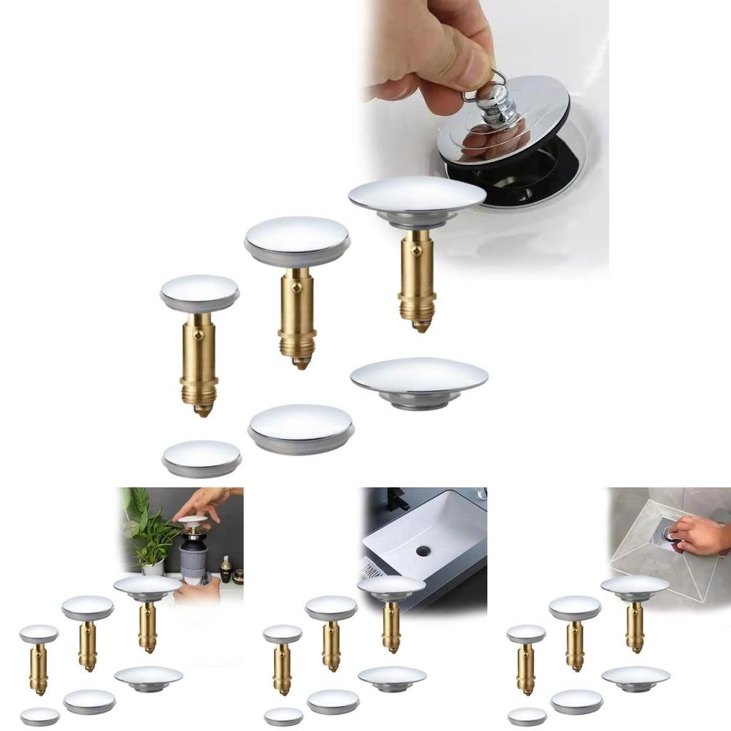 Durable All Copper Sink Stopper Set Featuring Large And Small Push Button Caps