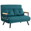 Sofa Bed, 2-Seater, 5-Position Adjustable Backrest, 2 Cushions, Velvet Upholstery, Duck Egg Green