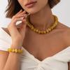 Trendy Y2K Aesthetic Smudge Resin Bead Chain Necklace Lightweight for Women Summer Beach Wear Jewelry Gift