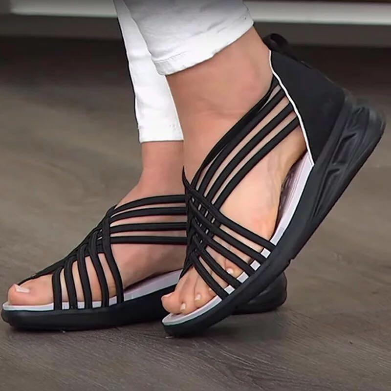 New Wedge Heel Sandals Women Hollow Breathable Sports Woven Fish Mouth Shoes Sandals Women