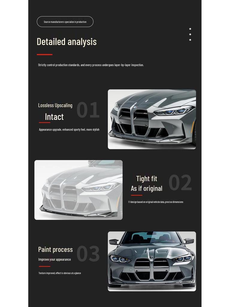 BMW M3/M4 G80/G82 Frontstoßstangenlippe & Splitter: 2020-24 Karosserie-Kit für den Außenbereich.