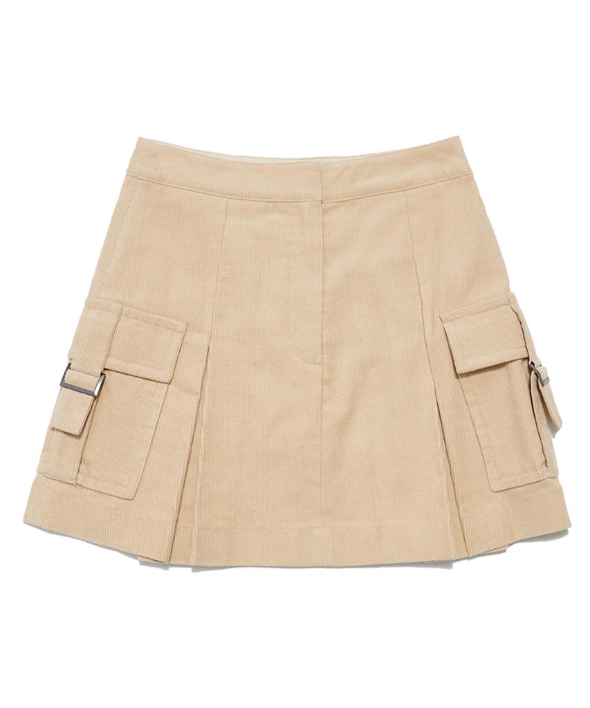 Deliscent Corduroy Cargo Mini Skirt [Beige]