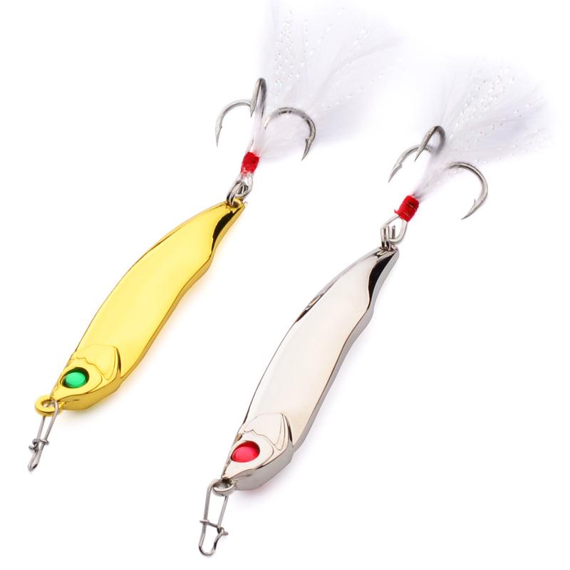10g/15g/20g/28g Long Cast Metal Fish Rotator Hard Bait Fare with Feather Sequins