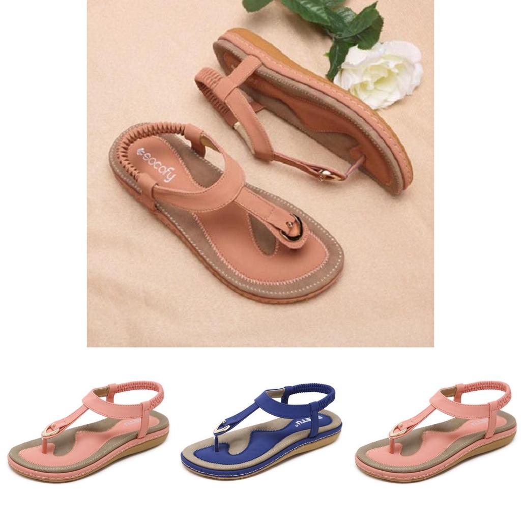 Stilvolle Socofy Damen Elastische Zehensteg-Flachsandalen für den Strand mit Hochwertigem Silikon