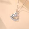 925 Sterling Silver Moissanite Heart Pendant Necklace for Women