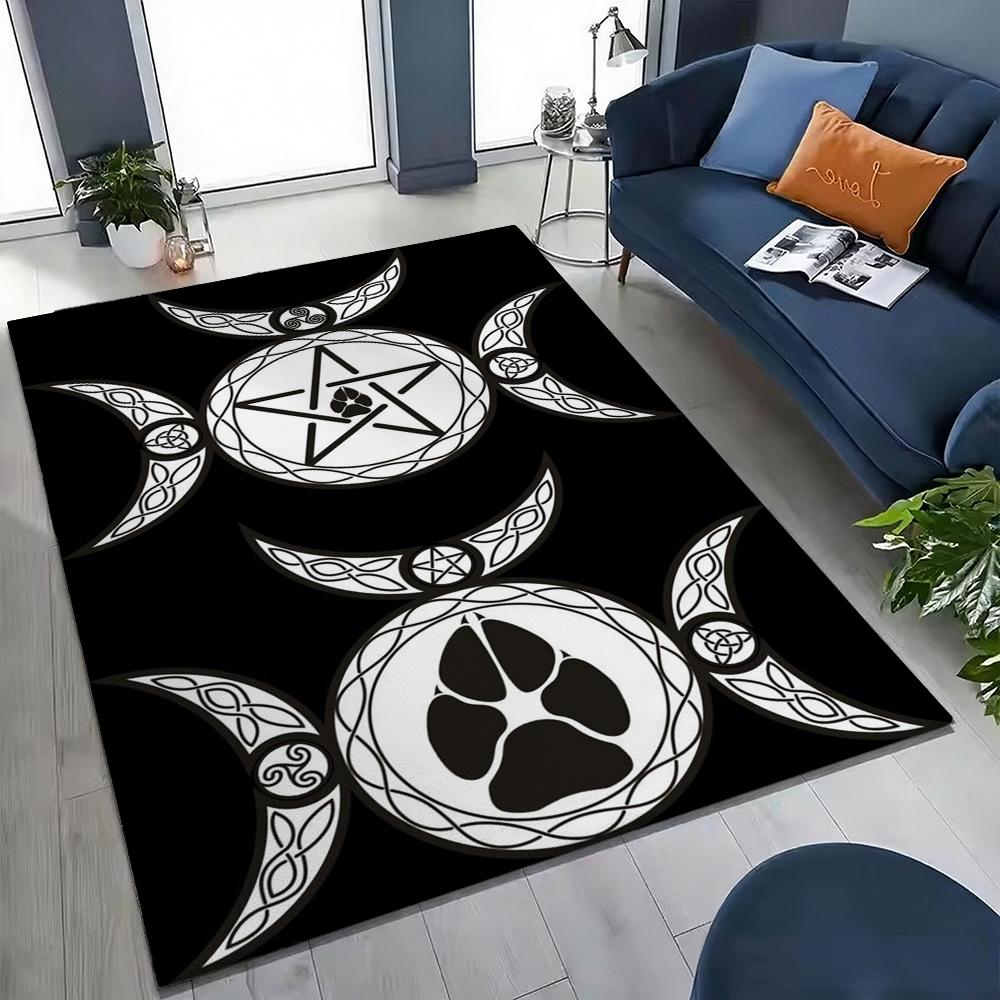 Dark Baphomet Grimoire Pentagram Patterned Rug Durable Stainresistant Easyclean Carpet For Bathroom Kitchen Home Decor Valentine'S Day Gift