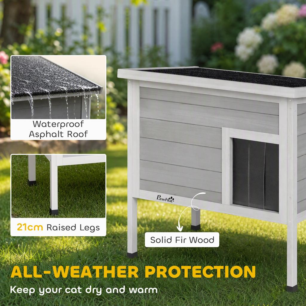 Outdoor Cat House, Insulated Cat Shelter with Insulated Liner, Waterproof Asphalt Roof, Escape Door, Opening Top