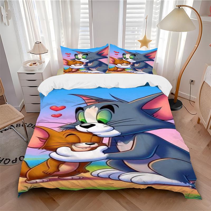 Tom Jerry Hug Print 3Pcs Bedding Setduvet Cover With 2 Bedropillowcase Home Birthday Gift