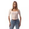 Womens/Ladies Pointelle Round Neck 3/4 Sleeve Blouse