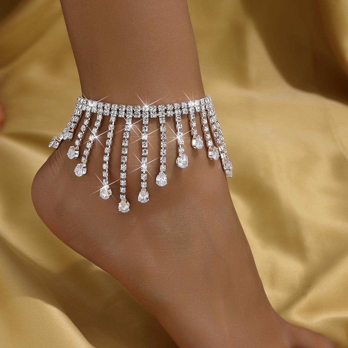 

European & American Tassel Anklet: Versatile Summer Foot Jewelry with Zircon Accessories for Women