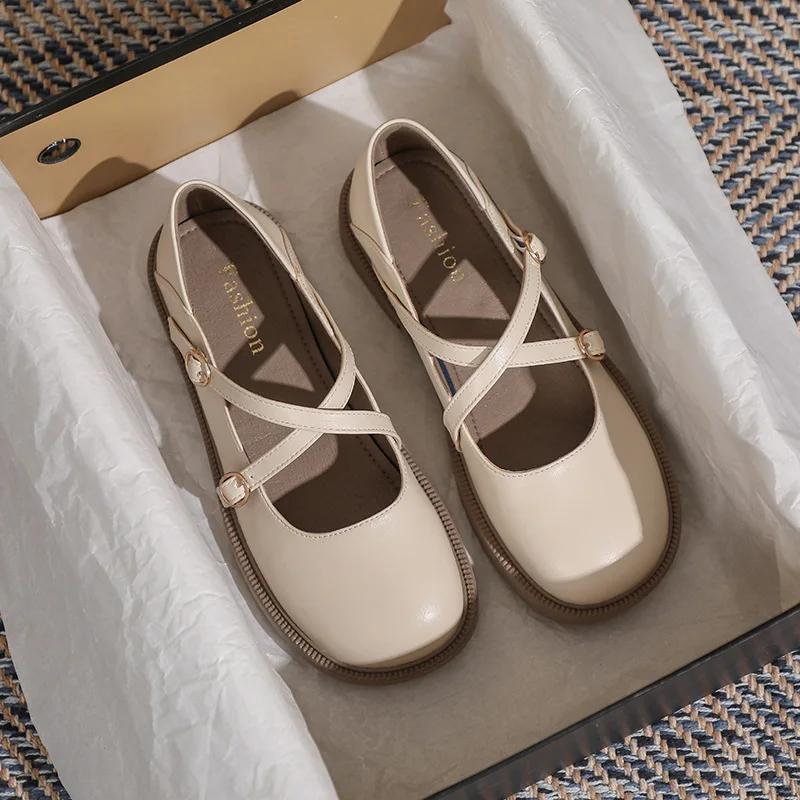 

Туфли женские на плоской подошве Модные женские туфли Мэри Джейн Мягкие слипоны Большой размер 42 D287 Весна-Лето 2025 39 абрикосовый