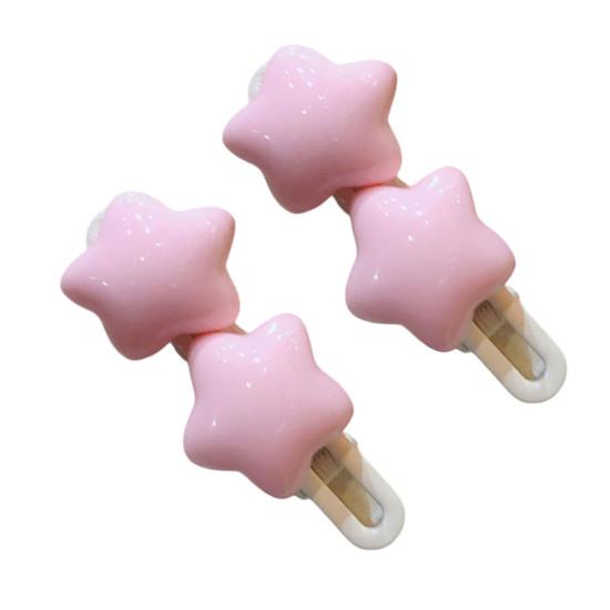 2Pcs Girl Hairpins Candy Color Star Decor Hair Clips Non-Harmful Design Smooth Edges Moderate Clamping Force Hairpin Hair Accessories