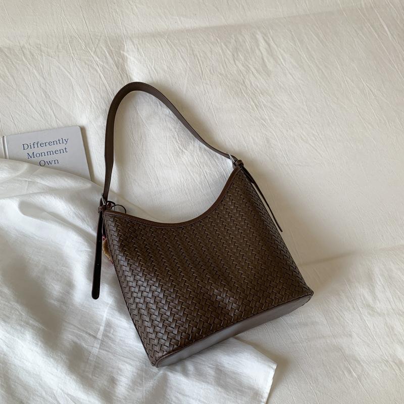 

Модная нишевая простая плетеная сумка-ведро большой вместимости сумка-тоут повседневная ленивая ветрозащитная сумка под мышкой на плечо для поездок на работу