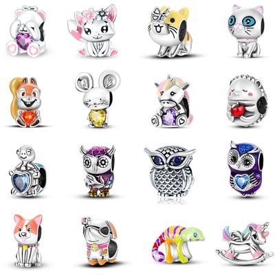 Argint Sterling S925 Bufniță Veveriță Urs Arici Serie Animale Drăguțe Pandantive Creative Mărgele Se potrivesc Brățărilor Originale Bijuterii DIY