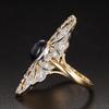 CopperLuxury Two Tone Zircon Flower Rings for Women Oval Blue Imitation Opal Stone Rings Gorgeous Lady Jewelry