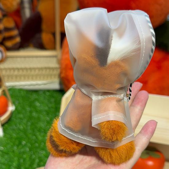 Red Panda Plush Keychain Small Cartoon Red Panda Wearing Raincoat Bag Charm Stuffed Animal Hanging Accessories for Handbag Purse