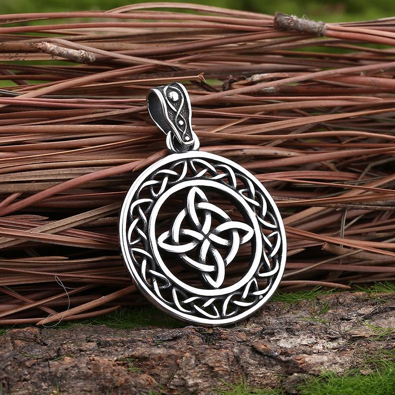 Rune Multi-Style Stainless Steel Amulet Shield Knot&Compass Pendant Necklace Men's and Women's Accessories Party Gift