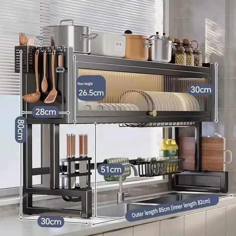 1Set Kitchen Sink Shelf Dish Drain Rack Multifunctional Countertop Dishwasher Sink Sink Dish Storage Cupboard Factory