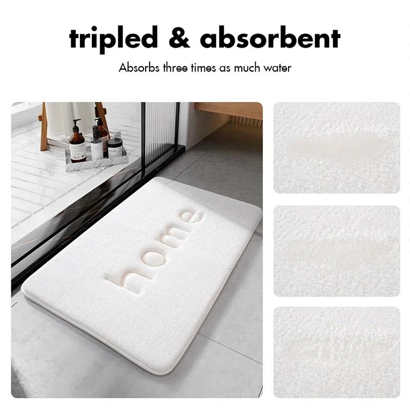 50x120cm Plüsch Memory-Schaum Badematte – Ultraweich & Langsam Rückfedernd, Super Absorbierender Rutschfester Badezimmerteppich, Lange Fußmatten