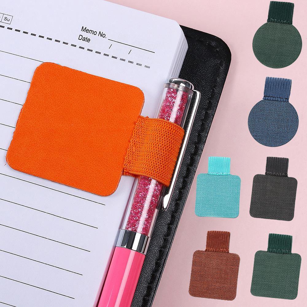 Self Adhesive Pencil Holder Adjustable Leather Pen Loop Portable Elastic Pen Clips for Notebook Journals Clipboards Pen Holder