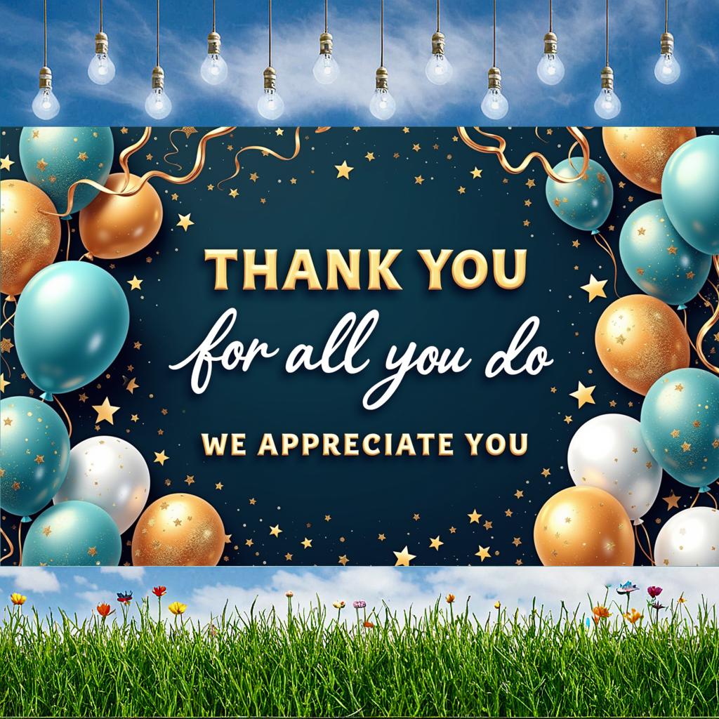 Durable Build Party Decoration Gratitude Banner Appreciation Banner for Volunteer Event Thank You Party Teacher Recognition