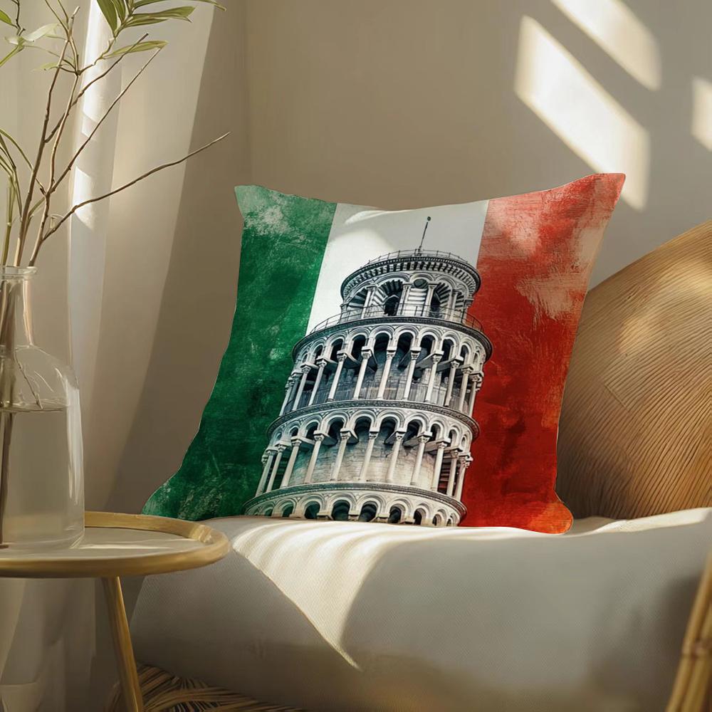 I-Litalian Flag Cushion Cover Soft Short Plush Pillow Cover Smooth Cozy Texture Aesthetic Cushion Case Home Decor