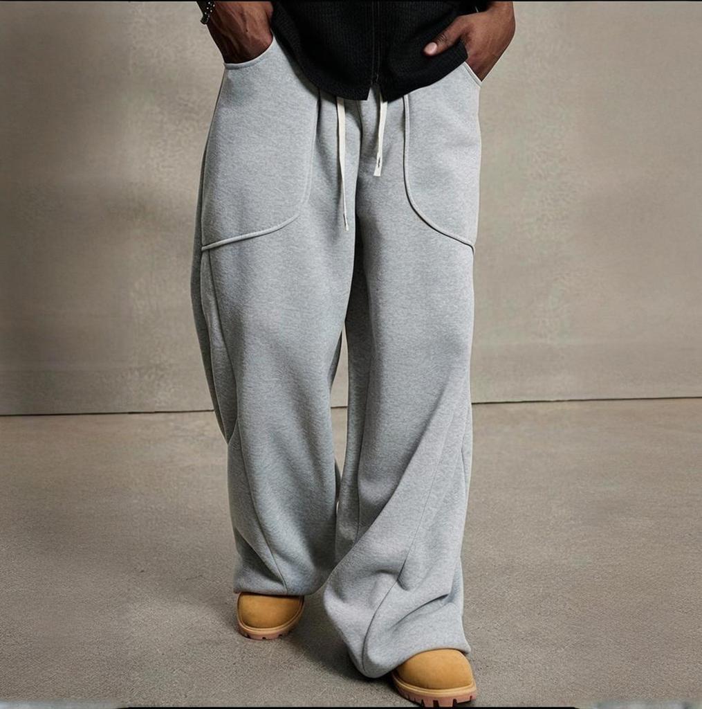 Men's Solid Color Loose Wide Leg Sweatpants Men's Casual Fashion Sweatpants