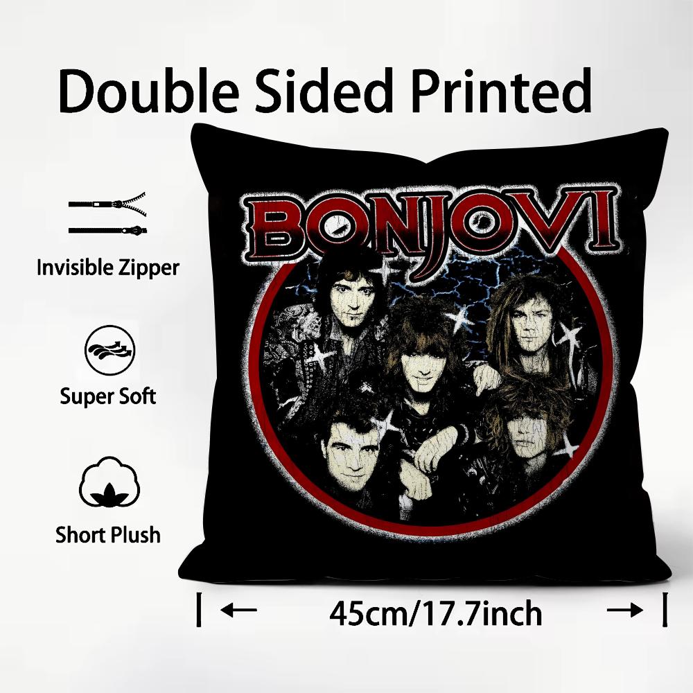 

BBon JoviS Band Cushion Cover Plush Fabric Soft DoubleSided Printed Sofa Warm Winter Home Child Gift Pillow Case 30x30cm