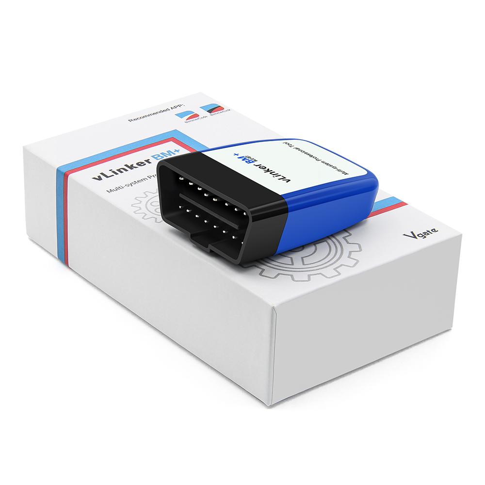Vgate VLinker BM+ Nástroj pro skenování OBD pro automobily BMW Flashování Skrytý Bimmercode Dedikovaný ELM327 Bluetooth 4.0 Pro Android IOS Nástroj pro skenování a čtení kódů automobilů