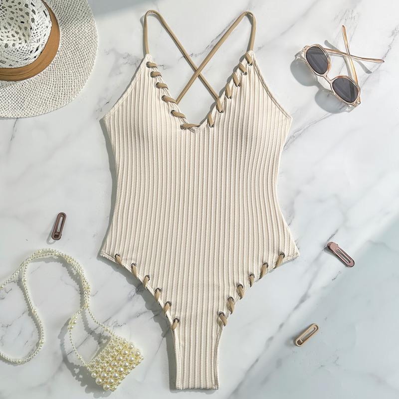 Neue Sexy Einteilige Badeanzüge Geschlossen Damen Geschnürt Bademode Push Up Für Schwimmbekleidung Körper Badeanzüge Strandbekleidung Pool Badegast