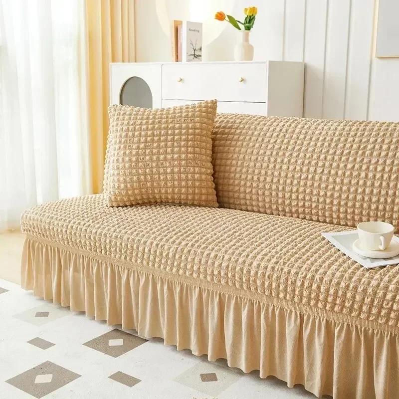 1PC S/M/L Seater Seersucker Sofa Slipcover High Stretch Couch Cover Thick Corner Sofa Protector Elastic Corner Couch Covers