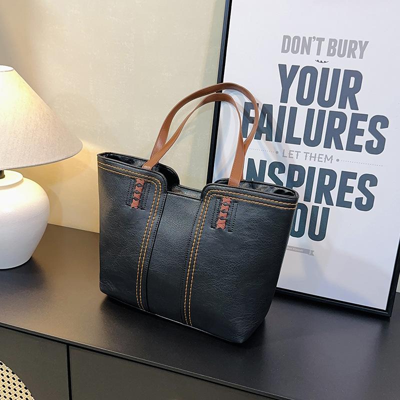 Geantă tote la modă, elegantă și simplă, retro, de mare capacitate, cu un umăr, de mână, pentru navetă, geantă mare