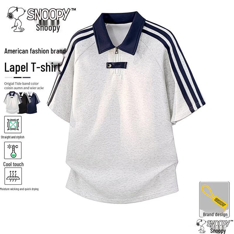 Snoopy Men s Casual Short Sleeve Polo Shirt L
