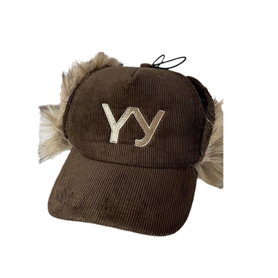 Retro grassland corduroy earmuffs duck tongue women autumn and winter snow mountain travel warm ear protection baseball hat men