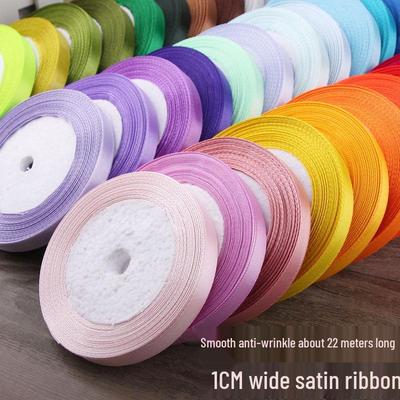 1cm Gold Satin Braided Ribbon, 10mm Silk Cloth Strip for Christmas Packaging and Gift Wrapping